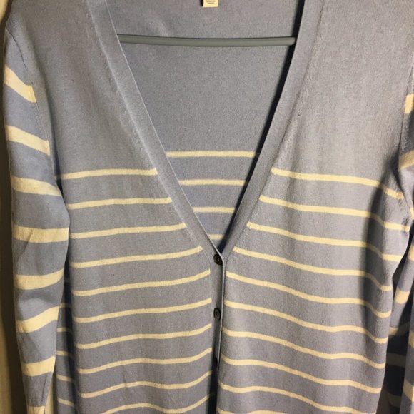 Women's GAP Light Blue Stripped Cardigan Size XL - Picture 2 of 8